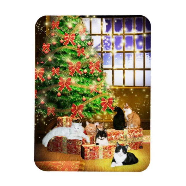 Kitty Cat Christmas Magnet (Vertikal)