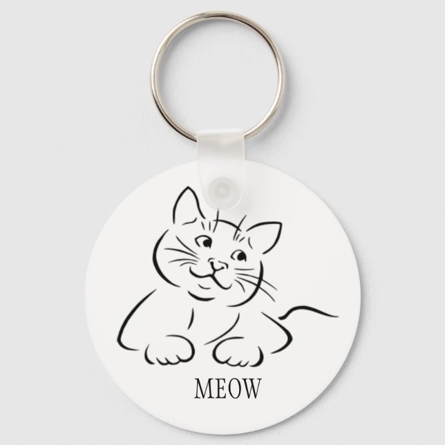 Kitty Cat Clipart | Text anpassen | Benutzerdefini Schlüsselanhänger (Vorderseite)