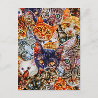 Kitty Cat Collage Postkarte
