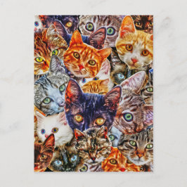 Kitty Cat Collage Postkarte