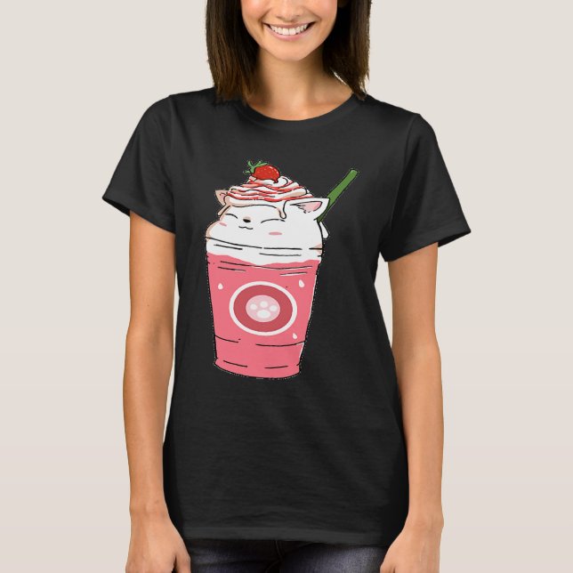 Kitty Cat Erdbeer-Smoothie T-Shirt (Vorderseite)