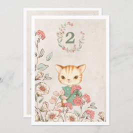 Kitty Cat Floral Girly Kitten 2. Geburtstag Einladung