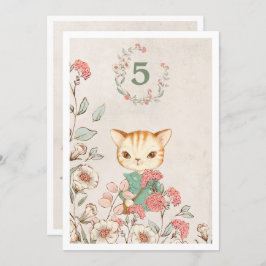 Kitty Cat Floral Girly Kitten 5-jähriger Geburtsta Einladung