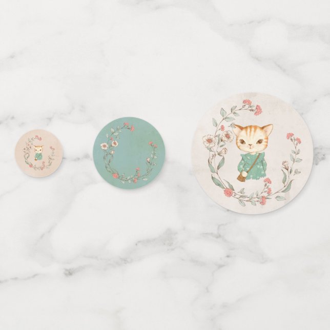 Kitty Cat Floral Girly Kitten Konfetti (Vorderseiten)