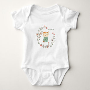 Kitty Cat Floral Personalisiert Name Girl Baby Strampler