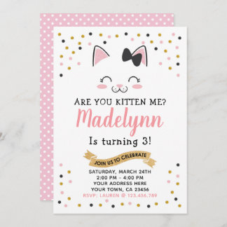 Kitty Cat Geburtstag Einladung