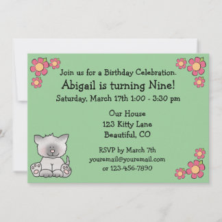 Kitty Cat Geburtstagseinladung für Mädchen Einladung