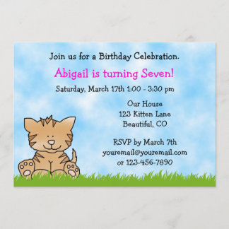 Kitty Cat Geburtstagseinladung für Mädchen Einladung