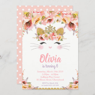 Kitty Cat Geburtstagsparty Prinzessin Kitty Einladung