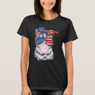 Kitty Cat Gesicht Usa Sonnenbrille Bubblegum 4. Ju T-Shirt
