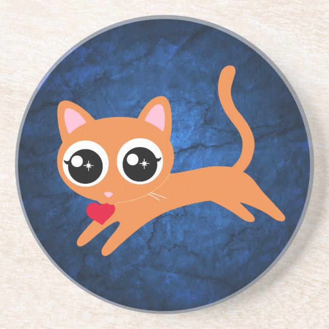 Kitty Cat Heart Dieb Niedliches Geschenk für Mädch Getränkeuntersetzer (Vorne)