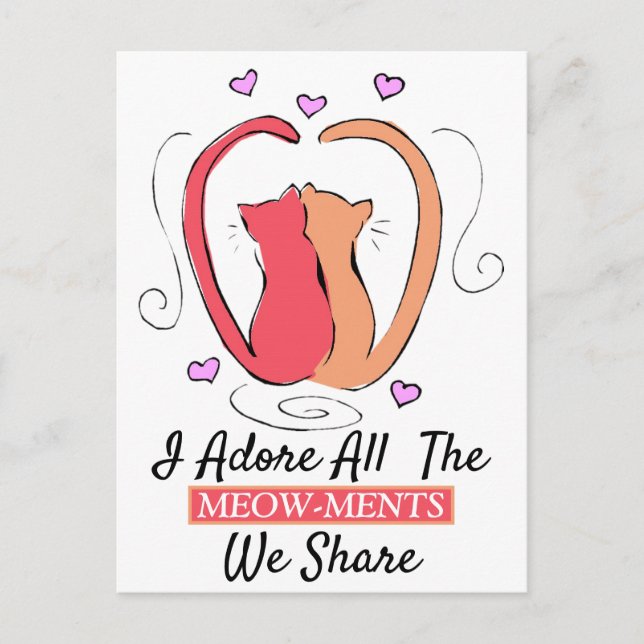Kitty Cat, Heart Schwanzes ich verehre alle Meow-m Postkarte (Vorderseite)