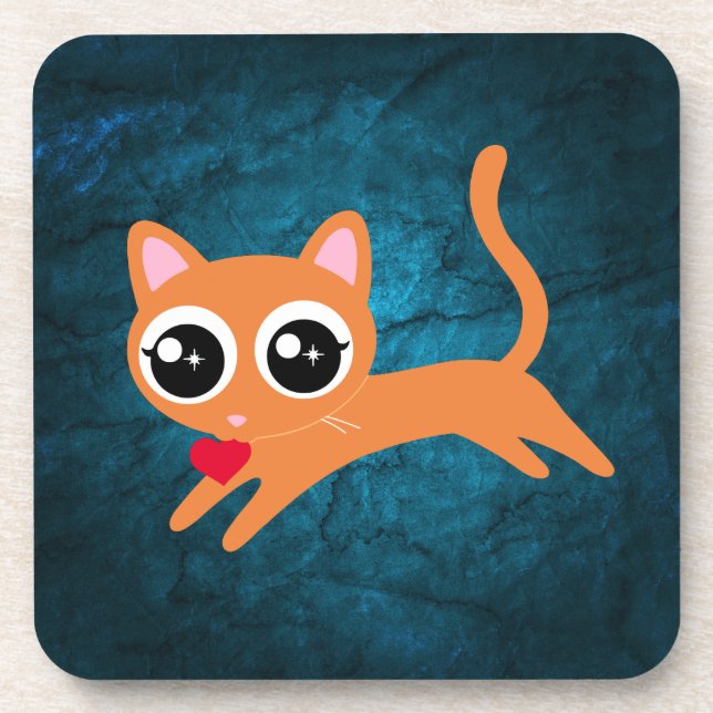 Kitty Cat Herzdieb Niedliches Geschenk Getränkeuntersetzer (Vorderseite)