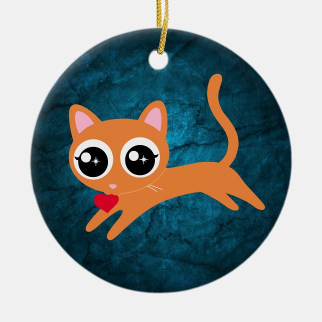 Kitty Cat Herzdieb Niedliches Geschenk Keramik Ornament (Vorne)