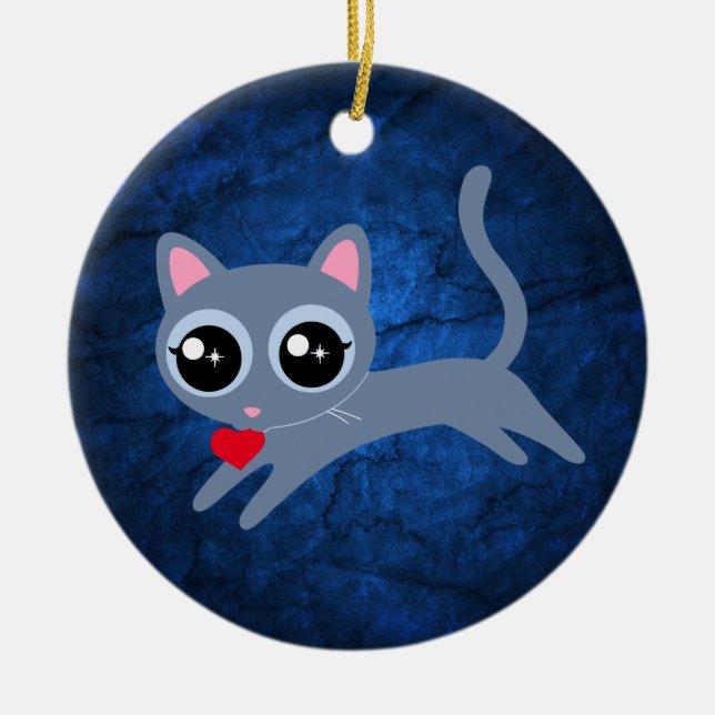 Kitty Cat Herzdieb Niedliches Geschenk Keramik Ornament (Vorne)