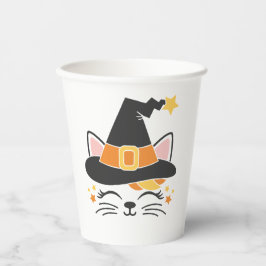 Kitty Cat Hexe Halloween Pappbecher