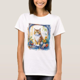 Kitty Cat im Fenster der Blume T-Shirt