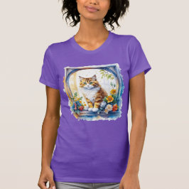 Kitty Cat im Fenster der Blume T-Shirt