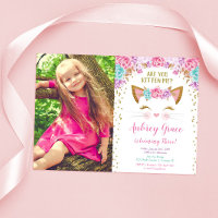 Kitty Cat Kitten Pink Gold Glitzer Geburtstagsgesc