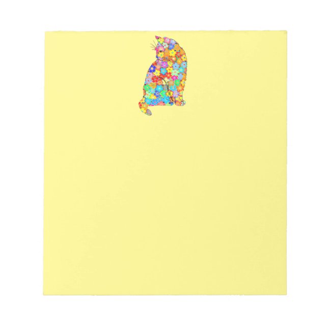 Kitty Cat Lieben Blume und Paws in Abstrakten Notizblock (Vorderseite)