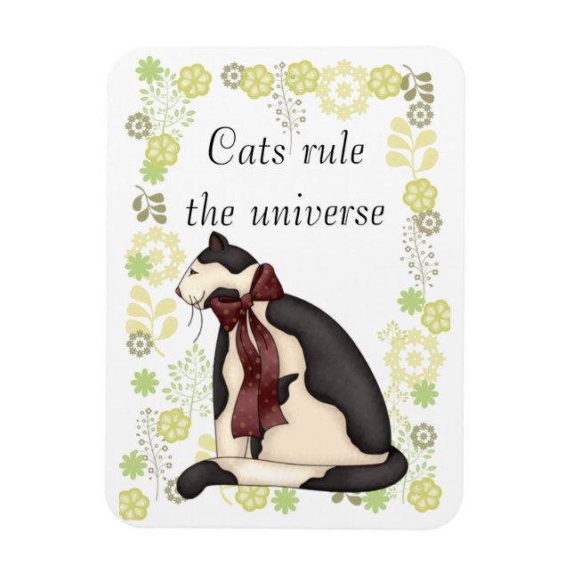 Kitty Cat mit Blume Picture Magnet (Vertikal)