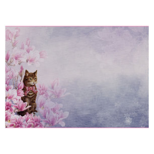 Kitty Cat mit Bow Pink Magnolias Vintage Image Post-it Klebezettel