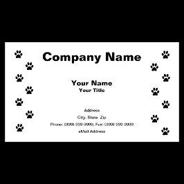 Kitty Cat Paw Prints Visitenkarte