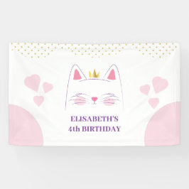 Kitty Cat Pink und Gold Geburtstagsparty Banner