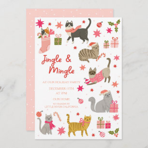 Kitty Cat Pink Weihnachts-Party Einladung