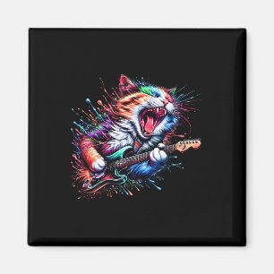 Kitty Cat Playing Gitarre Rock Cat Heavy Metal Cat Magnet