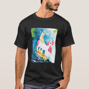 Kitty Cat Surfing Pizza Cats Riding Unicorn Tier T-Shirt
