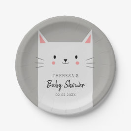 Kitty Cat Theme Babydusche White Kitten Pappteller