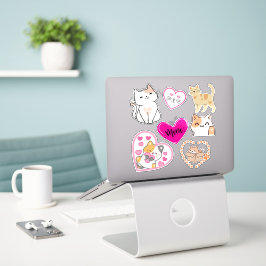 Kitty Cat Valentine Sticker Set
