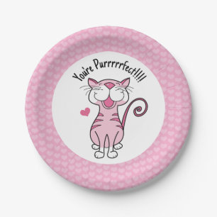 Kitty Cat Valentine's Day Hört Niedlich Purfect Pappteller