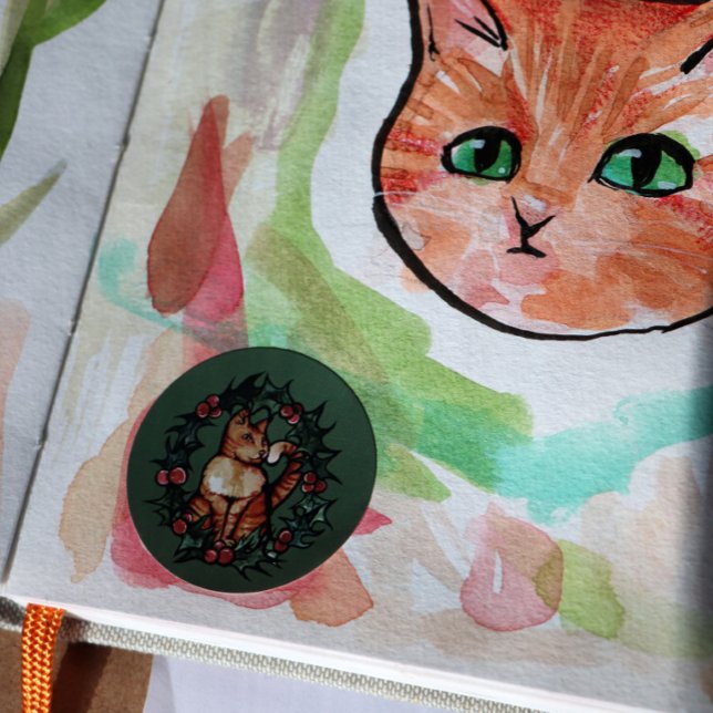 Kitty Cat Weihnachten Weihnachten Weihnachten Weih Runder Aufkleber (Von Creator hochgeladen)