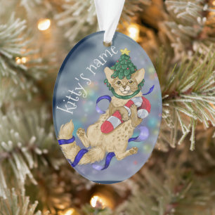 Kitty Cat Weihnachts-Keramik Ornament