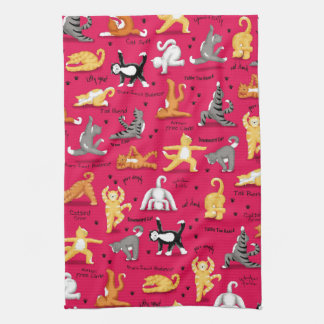 Kitty Cat Yoga Posen farbenfrohe rote Gelbe Weibch Geschirrtuch