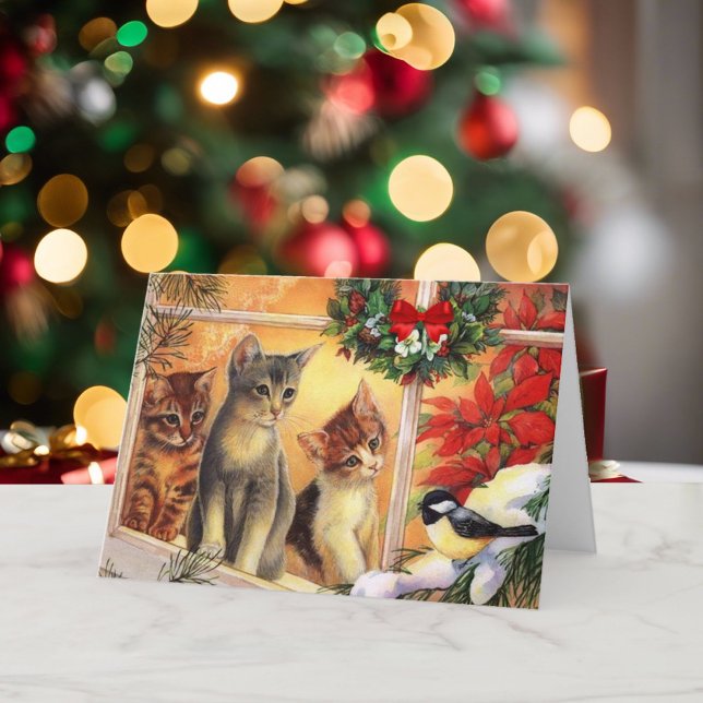 Kitty Cats Bird schauen frohe Weihnachten Niedlich (Von Creator hochgeladen)