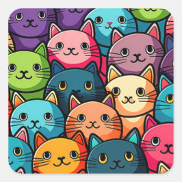 Kitty Cats Quadratischer Aufkleber