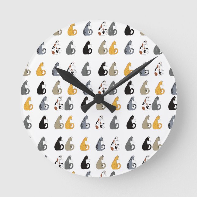 Kitty Cats Wall Clock Runde Wanduhr (Vorderseite)