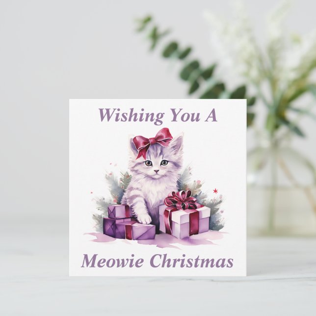 Kitty Christmas Card Dankeskarte (Stehend Vorderseite)