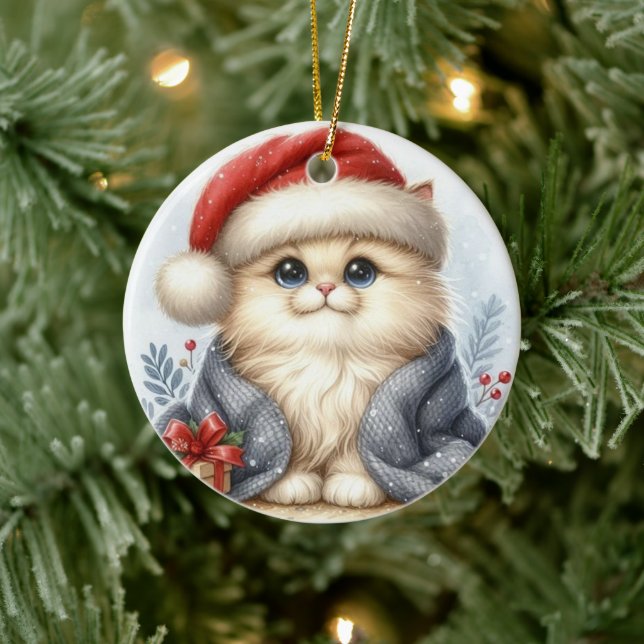 Kitty Christmas Keramik Ornament (Baum)