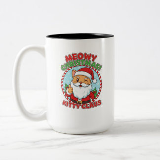 Kitty Claus, 15 oz Two-Tone Coffee Mug Zweifarbige Tasse
