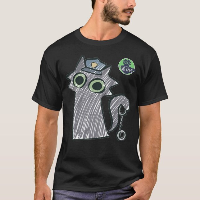Kitty Cop – Purrtect & Serve Herren Dark T-Shirt (Vorderseite)
