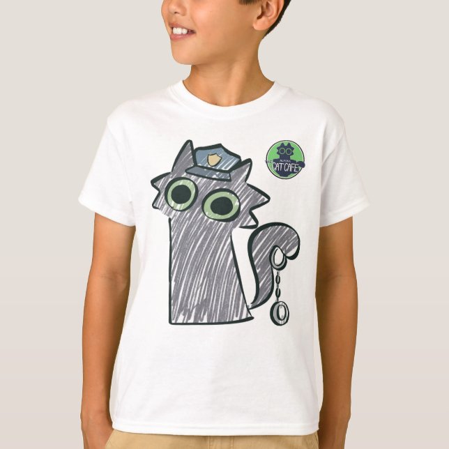 Kitty Cop – Purrtect & Serve Kids T-Shirt (Vorderseite)