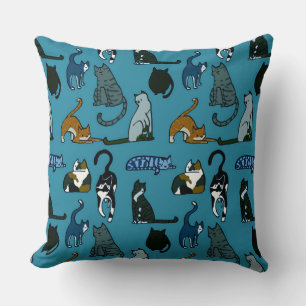 Kitty Corner Cat Pattern Throw Kissen