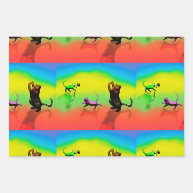 Kitty Cove Wrapping Paper Flat Sheet Set 3 Geschenkpapier Set (Vorderseite)