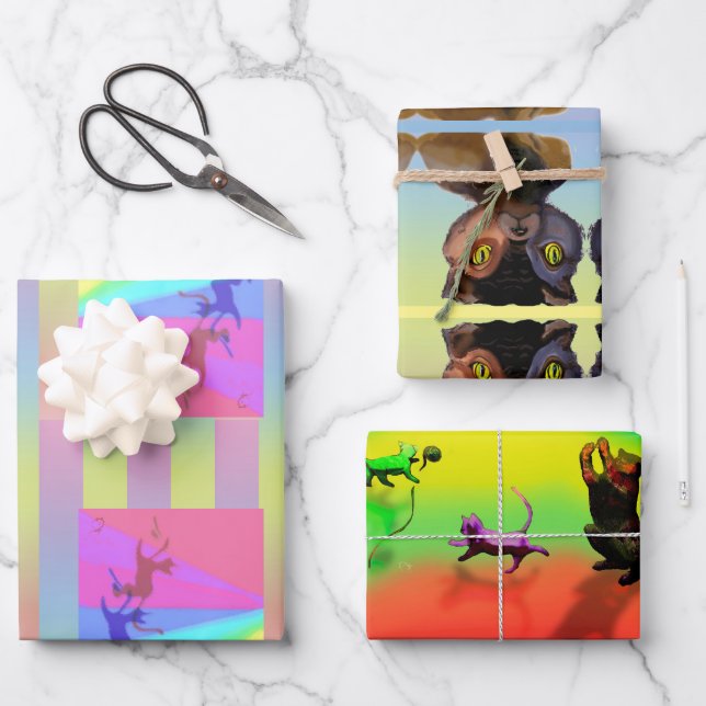 Kitty Cove Wrapping Paper Flat Sheet Set 3 Geschenkpapier Set (Vorderseite)