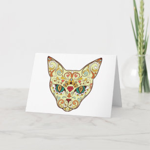 Kitty Face Sugar Skull Tag der Todeskatze Karte