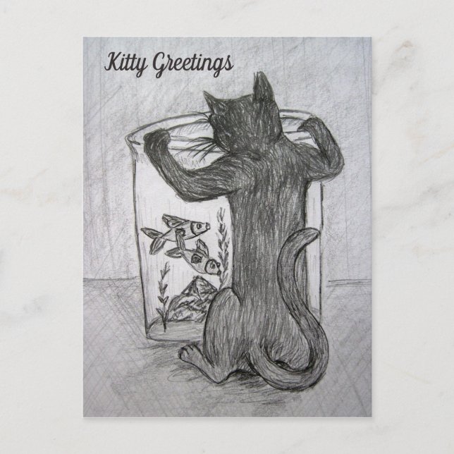 Kitty Goldfish Lover Custom Grußkarten Postkarten (Vorderseite)